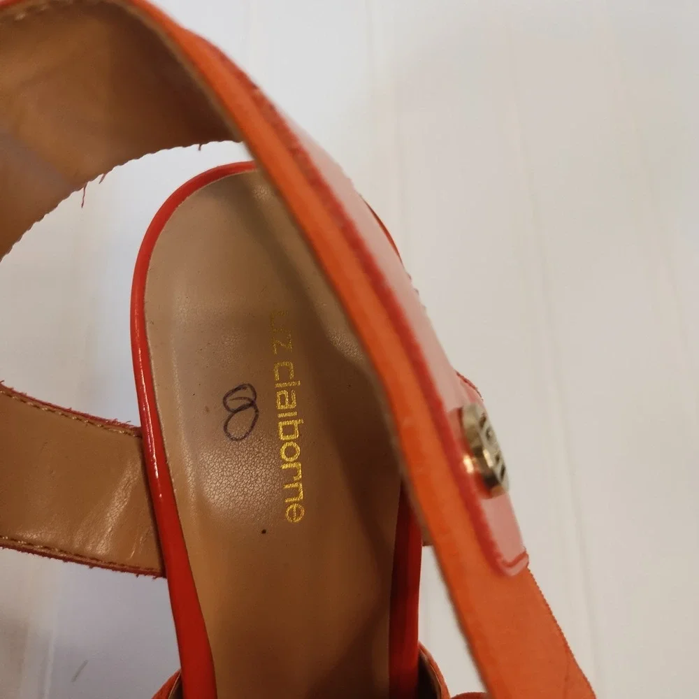 Liz Claiborne Coral Orange Open‎ Toe Platform Stiletto Sandals Womens 8M Strappy